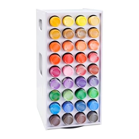 SANFURNEY Craft Paint Storage Rack, 72 Holes Spinning Paint Storage Tower, Vertical Paint Organizer Holder Stand for Apple Barrel, Folkart -2oz Craft Paints Cover