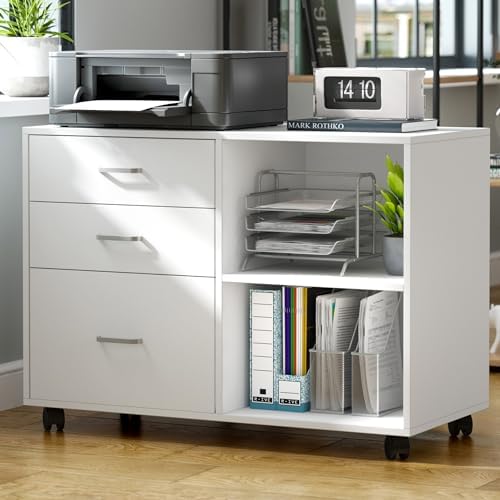 sogesfurniture 3-Drawer File Cabinet, Mobile Lateral Filing Cabin...