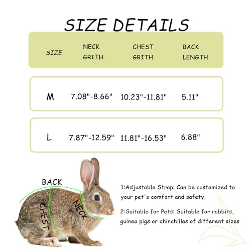 Image of Adjustable Rabbit Harness and Leash Set Lightweight Pet Harness Breathable Cute Rabbit Harness with Safety Buckles for Small Pets