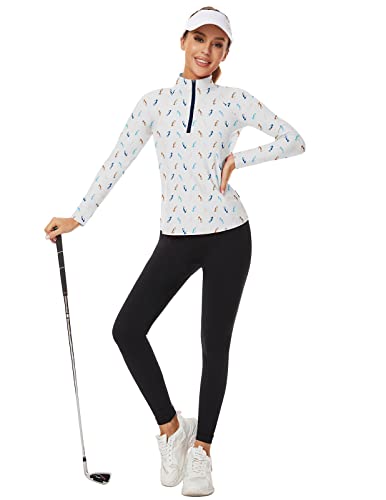 Soneven Women's Quarter Zip Polo Collared Golf Shirt Moisture Wicking Shirts Slim Fit for Casual Work4