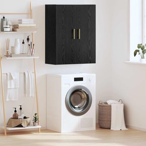 sephironlbb Armario de pared con aspecto de roble negro, 69,5 x 34 x 90 cm, material de madera resistente, para sala de estar y estudio, práctico espacio de almacenamiento