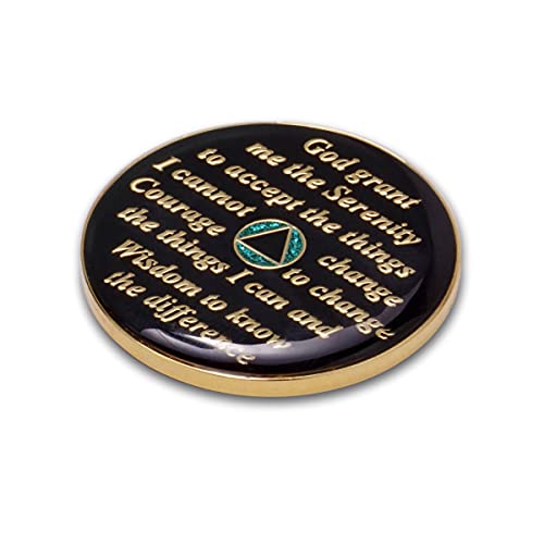 Image of 8 Year Sobriety Coin | Glitter Triplate AA Chip | Recovery Anniversary Token (Aqua)