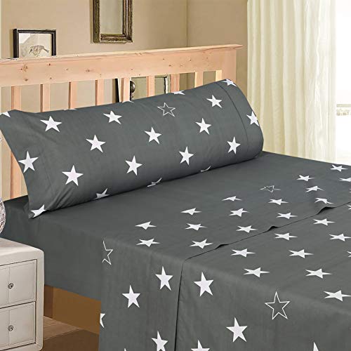 NORA HOME Juego de Sabanas Stars Estrellas 100% Algodón 180 Hilos (Cama 200)