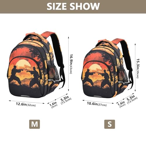 Two Karate Master Battling Backpack for Kids Elementary School Bag Boys Girls Bookbag Travel Backpack Daypack4
