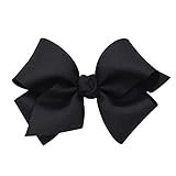 Wee Ones Baby Girls' Small Classic Grosgrain Hair Bow on a WeeStay Clip w/Knot Wrap Center - Black