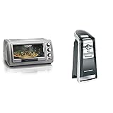 Hamilton Beach 6-Slice Countertop Toaster Oven with Easy Reach Roll-Top Door, Bake Pan, Silver (31127D) & (76606ZA) Smooth Touch Electric Automatic Can Opener with Easy Push Down Lever