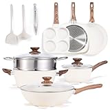 DUMOS 17 Pcs Pots and Pans Set, Nonstick Kitchen Cookware Set, Induction Cooking Sets with Stay-Cool Handles...