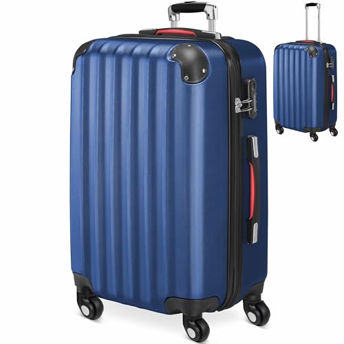 Valise Rigide L Bleu 4 Roues 360° Bagage en Plastique ABS Poignée télescopique Cadenas à...