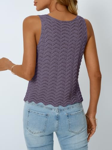 Image of LILLUSORY Crochet Tops for Women Summer Vacation Outfits Beach Coverup Going Out Tie Front Spring Sweater Vest 2026 Fashion