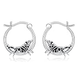 1 Orecchini a cerchio con lupo vichingo, in argento Sterling con lupo nordico, 30mm, Argento sterling, nessuna.