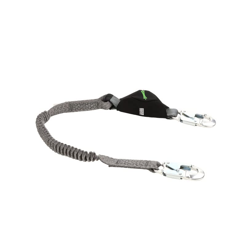 Image of MSA 10193748 V-Series Stretch Shock Absorbing Lanyard - 6', Single-Leg, 36C Small Snaphooks, Stretchable Length, Polyester Web, Durable, Energy Absorbing Lanyard