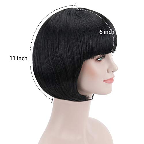 Free Beauty Black Short Bob Flapper Cosplay Wig-Synthetic Costume Women'S Natural Looking Halloween Party Christmas Bangs Wigs thumb #2