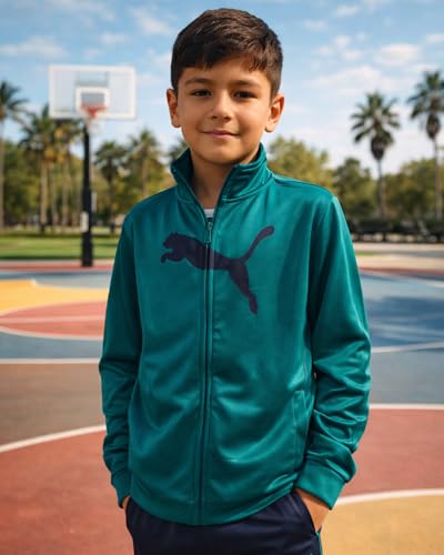 Image of PUMA Boys 3 Piece Active Tricot Jogset with T-Shirt (Sizes 8-16)
