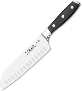 3 Claveles - Cuchillo japonés Santoku Forjado, carne pescado y verdura, Acero Inoxidable, línea Toledo - (18cm - 7")