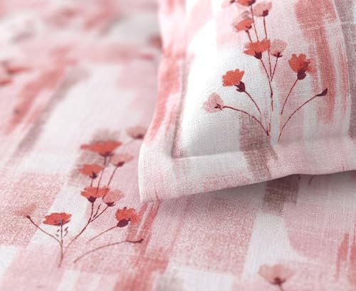 Image of FRESH FROM LOOM 240 TC 100% Cotton Flat Bedsheet (King Size) + 2 Pillow Cases King Size Flat Bedsheet Set - 240 Thread Count - 100% Cotton, Red, Size- 108x108 inch
