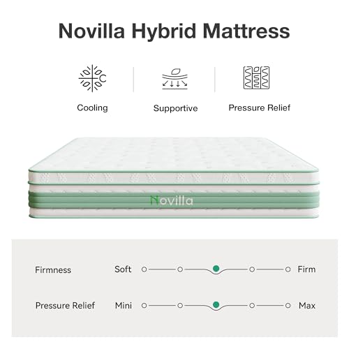 Image of Novilla King Size Mattress 14 Inch, Hybrid Mattress in a Box|Gel Memory Foam & Individual Pocket Springs, Medium Firm, Motion Isolation, Cool Sleep & Pressure Relief, CertiPUR-US