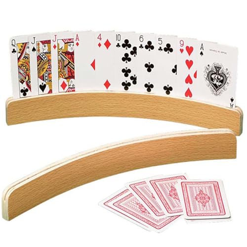 Ksvaye 2 Piezas Soporte Cartas Madera Sujeta Cartas Soportes para Cartas de Juego Baraja Poker Manos Libres Soportes de Naipes de Curvo Soporte para Juego Cartas para Niños Adultos Personas