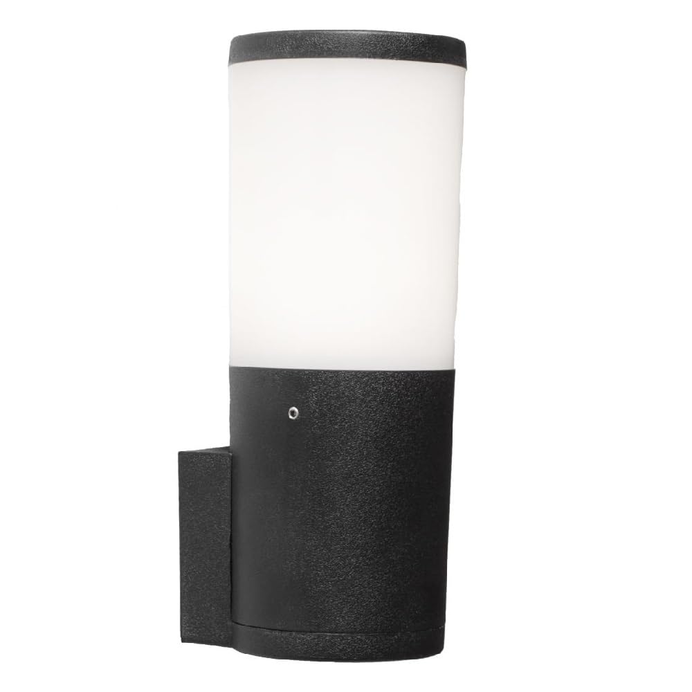 Britalia Black Led Outdoor Modern Round Up Cylinder Wall Light | Ip55 Rated | 26Cm Height | Cct 840Lm-920Lm 2700K-6500K | Garden - Patio - Driveway | Uk Approved | Polycarbonate Resin Coastal