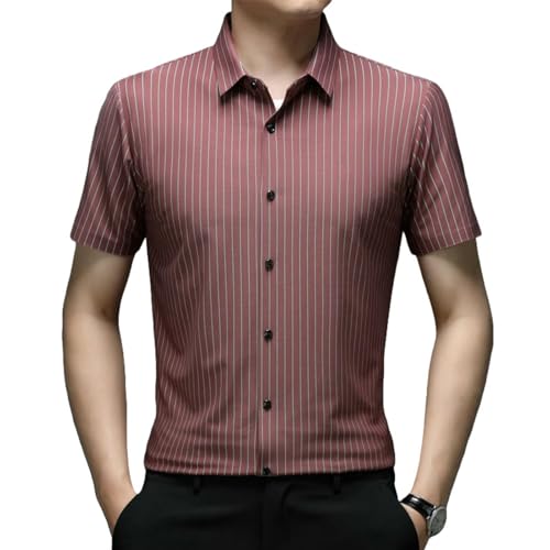 Chemise rayée à manches courtes pour homme col revers USTZFTBCL