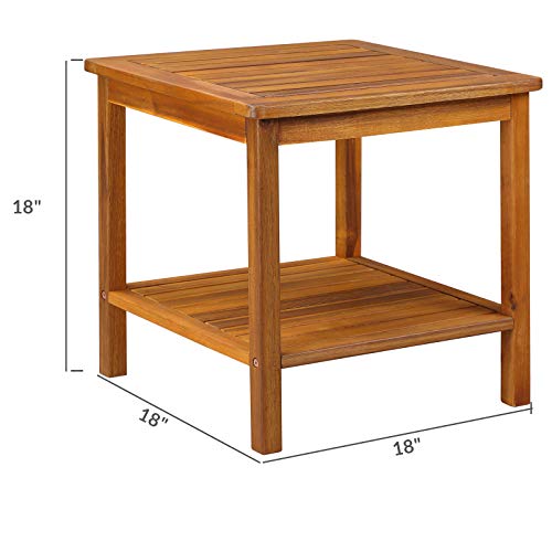 Cucunu 18X18 Inch Wooden Outdoor Side Table In Acacia Wood With Extra Storage I Small Patio End Table For Garden thumb #3