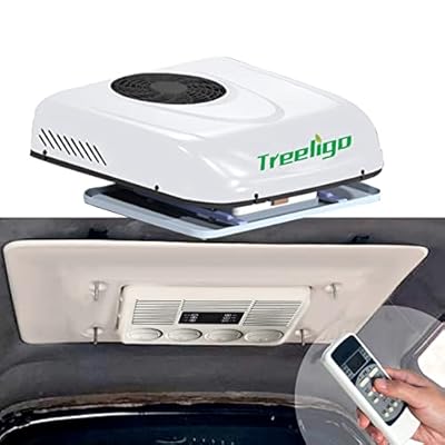 Treeligo RV Air Conditioner, 12V Camper Air Conditioner, 9500 BTU Low Noise Fast Cooling Rooftop AC Unit, Fit for Truck, RV, Automotive, Sedan, Pickup