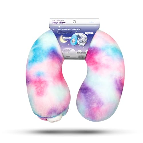 Image of Cloudz Kids Super Soft N' Cuddly Animal Airplane Travel Neck Pillow! Keep Children Comfy and Supported with a Buddy While Traveling or just Resting at Home - Pink /Blue Unicorn