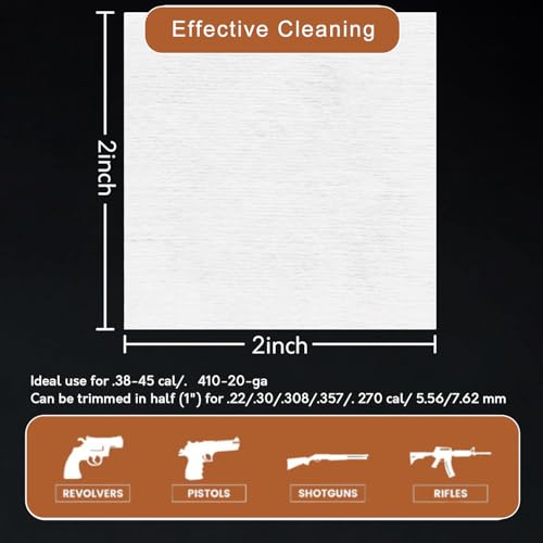 2000PCS Gun Cleaning Patches for Firearms, Highly Absorbent Gun Cleaning Cloth, 2\" Lint Free Gun Patches, Gun Cleaning Pads for .22.30-.45 Cal, 5.56-9mm, Fit Most Firearms Gun Cleaning Supplies - Thumbnail 6