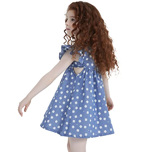 Girl Dresses Denim Summer Ruffle Halter Sleeveless Casual Dresses Girl Summer Beach Party Princess Dresses 4-5 Years #TOP3