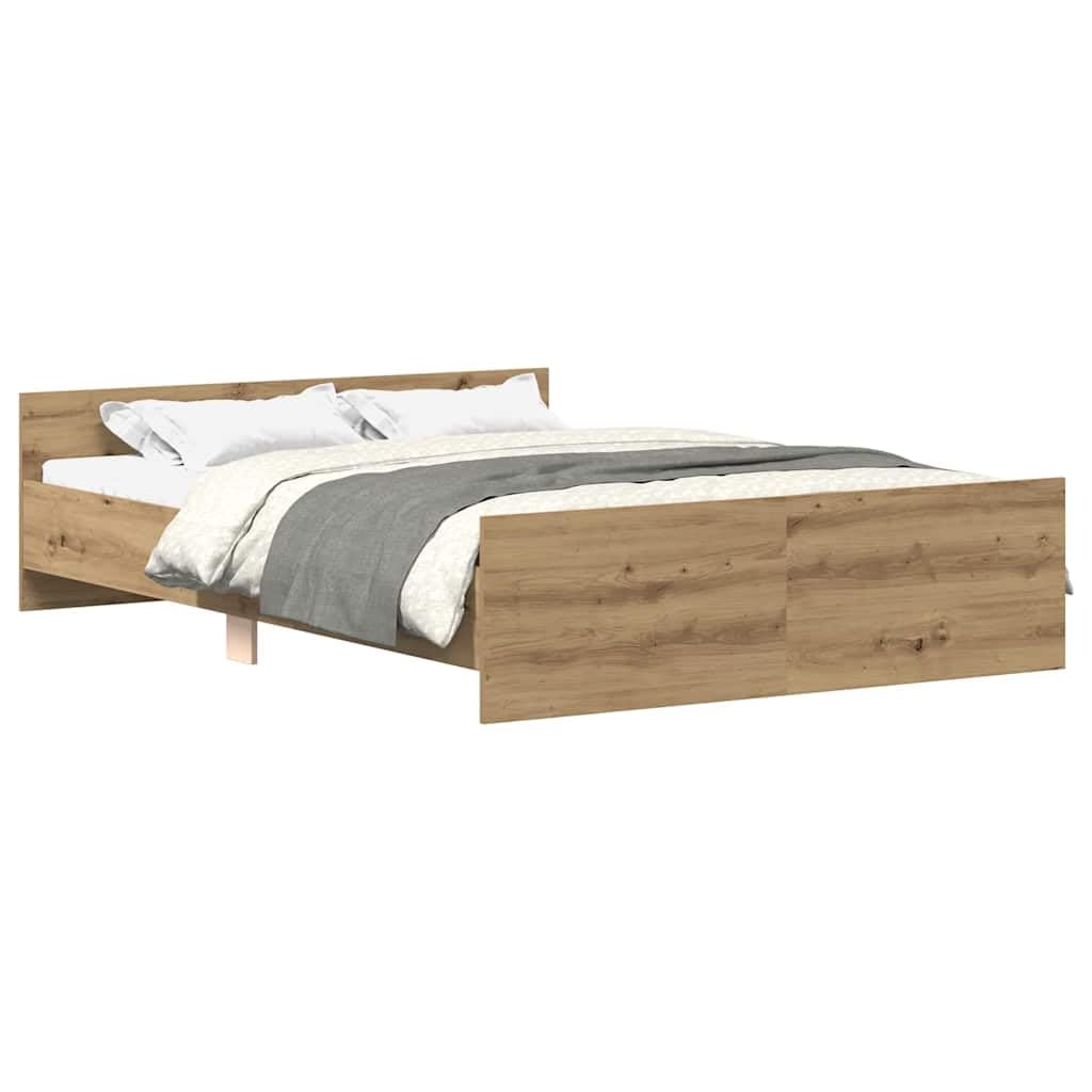 vidaXL Bed Frame without Mattress Artisan Oak 140x190cm Engineered Wood, bedroom furniture, bed base, double bed, bed, bedstead โ image 1