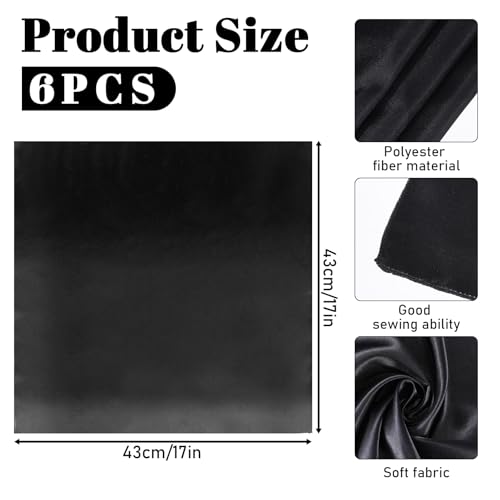 Servilletas de Tela Cuadradas Negras 6 Piezas 17x17 Pulgadas miniatura 2