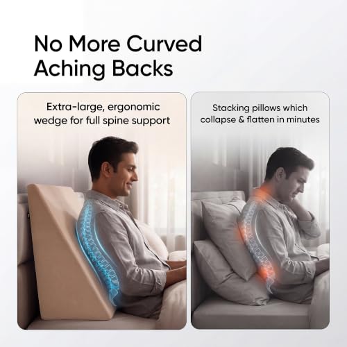 Image of Frido Wedge Plus Cushion for Sleeping & Acid Reflux Relief | Memory Foam Pillow | High Resillience Foam | Orthopedic Wedge Cushion for Leg Elevator | Pregnancy | GERD | Slate Grey- Pack of 1