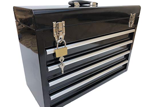 Workington Portable Metal Tool Chest With 4 Drawers, 20" 4-Drawer Tool Chest Cabinet With Ball Bearing Drawer Slides, Steel Tool Storage Box Organizer 4004 Black #TOP5