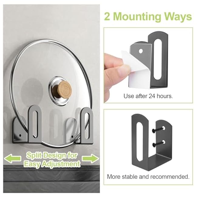 Under Cabinet Cutting Board Holder 4Pcs Carbon Steel Pot Lids Rack Storage for Kitchen Under Shelf Counter Chopping Board Organizer (Gunmetal Grey)