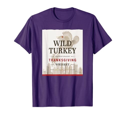 Natty Labs Funny Wild Turkey Thanksgiving Whiskey Bourbon Parody Label T-Shirt - Black, Small, Unisex-Adults, Short Sleeve, T-Shirt