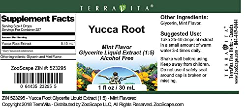 Yucca Root Glycerite Liquid Extract (1:5) - Mint Flavored (1 oz, ZIN: 523295)