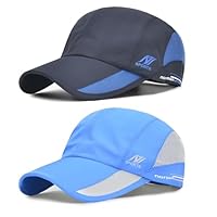 TAGVO Léger Casquette de Baseball Homme, 2 Paquets Chapeau de Tennis en Maille Respirante à Séchage Rapide Réglable, Anti-UV Protection Solaire Cap Casquettes Hip Hop Sport Extérieur Sunhat Unisexe