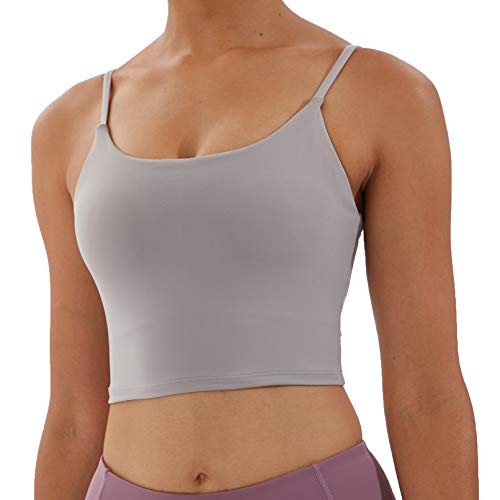 Image of Women's Strappy Stretch Sports Bra Longline Yoga Tank Top Fitness Bra Workout Camisole Crop Tops for Teen Girl