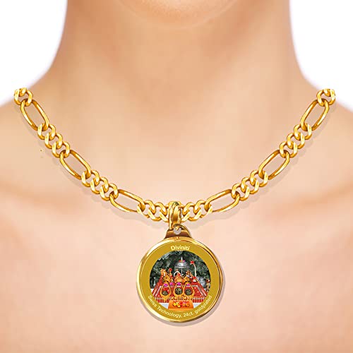 Image of DIVINITI 24K Gold Plated Pendant Durga & Mata Ka Darbar Double Sided|Religious Locket For Health & Wealth|Flip Coin For Men, Women, And Children|Idol Gift For Loved Ones 18MM Pendant (4 PCS)
