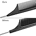 3 Packs Rat Tail Comb Steel Pin Rat Tail Carbon Fiber Heat Resistant Teasing Combs with Stainless Steel Pintail (Black)