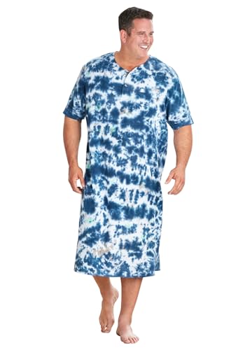 KingSize Men's Big & Tall Short-Sleeve Jersey Henley Nightshirt