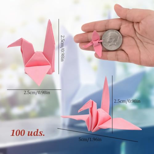 Miniatura 2 de Wandic Grúas De Papel De Origami, 100 Piezas Hechas A Mano Dobladas De Papel De Origami Grúa Guirnalda Para Bodas, Fiestas, Telón De Fondo, Decoración Del Hogar, Color Mixto