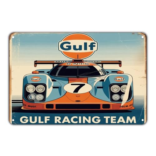Gulf Racing Car tin sign Vintage Gulf Racing Team Metal