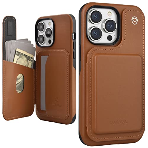 LUXIMAL Handyhülle kompatibel mit iPhone 14 Pro Max Hülle, PU-Leder Wallet Case mit Kartenhalter (4 Karten/Bargeld), Magnet und TPU Kratzfest Stoßfest für Apple iPhone 14 Pro Max 6.7'' Braun Cover