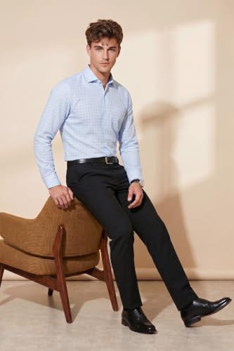 Image of Peter England Men's Micro-Checkered Formal Slim Fit Full Sleeve Shirt | Cotton Rich