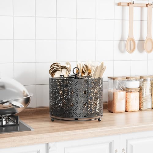Yiukea UTENSIL CADDY Countertop - Cutlery Silverware Caddy Holder With 4 Compartment - Higher Raised Flatware Organizer thumb #1