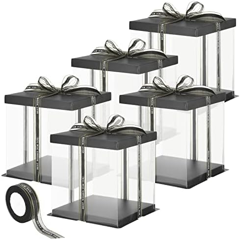 Amazon.com: 5 PCS Tall Cake Boxes 8×8×9 Inches, Clear Cake Box with ...