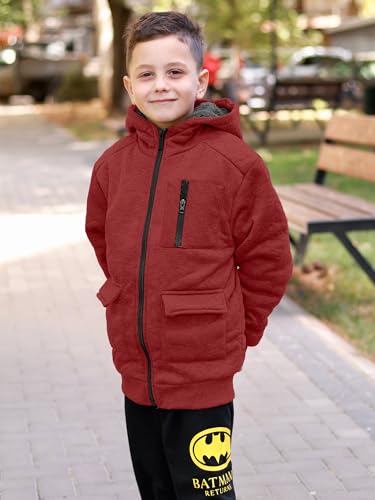 Image of Boys Zip Up Hoodie Kid Hooded Jacket | Fleece Lining,Soft Warm coat,Fall Winter Outwear for 6-15 Years Unisex,Sweatshirt Suitable for School,Outdoor