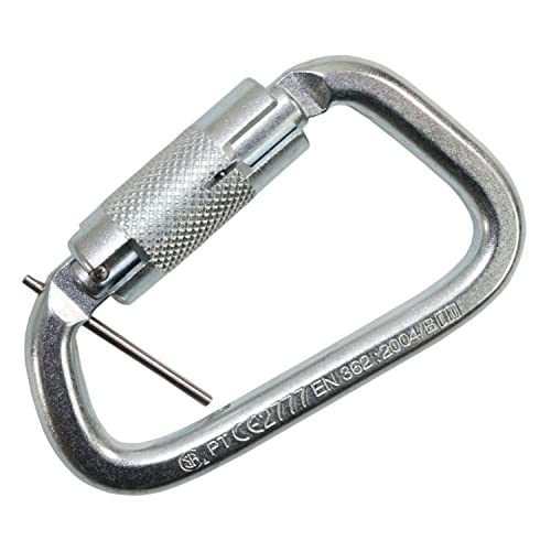 AFP Steel Twist-Locking D-Steel High-Strength Carabiner w/Pin | Safety Fall Protection | High-Strength Heavy-Duty | ANSI & OSHA Rated