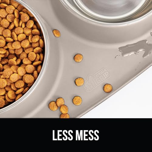 GORILLA GRIP Feeding Mat Bowl Set, 100% Waterproof BPA Free Silicone Base, 304 Stainless Steel Cat and Dog Bowls for Food and Water, Slip Resistant, High Edge, US Designed, Patent Pending, 2 Cup Beige by GORILLA GRIP - Image 3