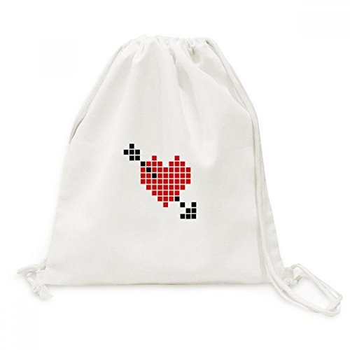 Sac à dos cordon pixel cœur toile voyage shopping sac léger cordon